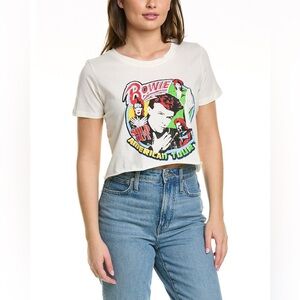 NWT- Prince Peter Faces To Bowie Crop-Top T-shirt in White